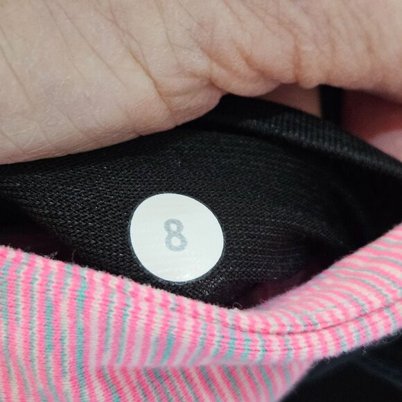Lululemon Breathe Easy Crop Leggings Size 8 Black & Pink Mesh Leg Back - Picture 7 of 11